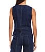 Karen Kane Coordinating Denim V-Neck Sleeveless Button Front Vest - Image 2