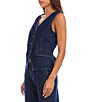 Karen Kane Coordinating Denim V-Neck Sleeveless Button Front Vest - Image 3