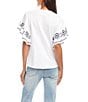 Karen Kane Organic Cotton Embroidered Flutter Sleeve Top, Color:Off White - Image 2