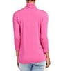 Color:Pink - Image 2 - Cowl Neck 3/4 Sleeve Crossover Knit Top