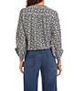 Karen Kane Daisy Crepe Printed V-Neck 3/4 Blouson Tie Front Top, Color:Print - Image 2
