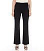 Color:Black - Image 1 - Double Face Crepe Flat Front Bootcut Leg Pull-On Stretch Pants