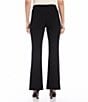 Color:Black - Image 2 - Double Face Crepe Flat Front Bootcut Leg Pull-On Stretch Pants