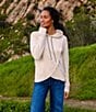 Karen Kane Double Knit Rhinestone Drawstring Crossover Long Sleeve Hooded Sweatshirt - Image 4