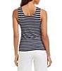 Karen Kane Double-Layer Striped Scoop Neck Sleeveless Layering Knit Tank, Color:Stripe - Image 2