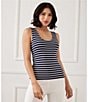 Karen Kane Double-Layer Striped Scoop Neck Sleeveless Layering Knit Tank, Color:Stripe - Image 4