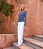 Karen Kane Double Stretch Twill Contrast Piped Wide Leg Pants, Color:Off White - Image 4