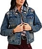 Karen Kane Embellished Denim Point Collar Long Sleeve Jacket - Image 1