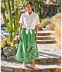 Karen Kane Embroidered Cut-Out A-Line Midi Skirt, Color:Green - Image 5