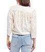 Color:Ivory - Image 2 - Embroidered Eyelet Split Neck Flouncy Sleeve Tie Waist Top