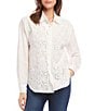 Color:Off White - Image 1 - Embroidered Paisley Button Front Long Sleeve Shirt