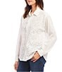 Color:Off White - Image 3 - Embroidered Paisley Button Front Long Sleeve Shirt