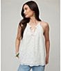 Color:Off White - Image 4 - Embroidered Paisley Halter Sleeveless Tank Top