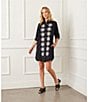 Karen Kane Embroidered Point Collar 3/4 Roll-Tab Sleeve Button Front Shirtdress, Color:Black/Cream - Image 4