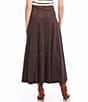 Karen Kane Faux Suede Tiered A-Line Midi Skirt, Color:Brown - Image 2