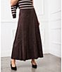 Karen Kane Faux Suede Tiered A-Line Midi Skirt, Color:Brown - Image 4