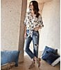 Karen Kane Fish Print V-Neck Short Flutter Sleeve Tie-Front Top, Color:Print - Image 3
