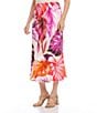 Color:Print - Image 3 - Floral Bias Cut A-Line Midi Skirt