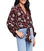Karen Kane Floral Blouson Sleeve Tie-Front Top - Image 2