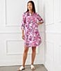 Color:Floral - Image 4 - Floral Collared Roll Tab Sleeve Button Front Shirtdress