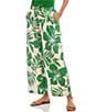 Karen Kane Floral Poplin Drawstring Wide Leg Coordinating Ankle Pants, Color:Green Print - Image 3