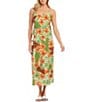 Color:Print - Image 1 - Floral Print V-Neck Sleeveless Bias-Cut Shift Midi Dress