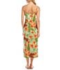 Color:Print - Image 2 - Floral Print V-Neck Sleeveless Bias-Cut Shift Midi Dress