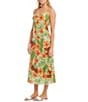 Color:Print - Image 3 - Floral Print V-Neck Sleeveless Bias-Cut Shift Midi Dress