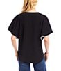 Karen Kane Flutter Sleeve Edge Stitch Butt Front Top, Color:Black/Cream - Image 2