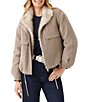 Karen Kane Herringbone Chenille Faux Fur Trim Shawl Collar Zip Front Bomber Jacket - Image 1