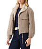 Karen Kane Herringbone Chenille Faux Fur Trim Shawl Collar Zip Front Bomber Jacket - Image 3