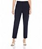 Color:Navy - Image 1 - High Waisted Straight Leg Ankle Length Trousers