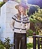 Karen Kane Jacquard Crew Neck Long Sleeve Button Front Cardigan Sweater - Image 3