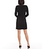 Color:Black - Image 2 - Jersey Knit V-Neck Long Sleeve Twist Front Sheath Dress