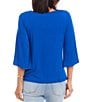 Color:Blue - Image 2 - Knit Flare Sleeve Crew Neck Top