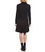 Color:Black - Image 2 - Knit Jersey Turtleneck Long Sleeve Swing Pocket Dress