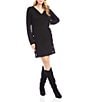 Karen Kane Knit Long Sleeve V-Neck Button Detail Dress, Color:Black - Image 3