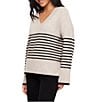 Karen Kane Knit Stripe V-Neck Long Sleeve Top - Image 3