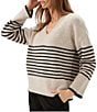 Karen Kane Knit Stripe V-Neck Long Sleeve Top - Image 4