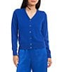 Karen Kane Knit V-Neck Long Sleeve Button Front Cardigan, Color:Sapphire Blue - Image 1