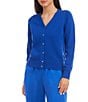 Karen Kane Knit V-Neck Long Sleeve Button Front Cardigan, Color:Sapphire Blue - Image 3