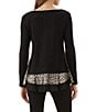 Karen Kane Layered Contrast Leopard Crew Neck Long Sleeve Sweater - Image 2