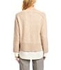 Karen Kane Layered V-Neck Long Sleeve Knit Underlayer Combo Top, Color:Oat - Image 2