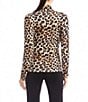 Karen Kane Leopard Crossover V-Neck Long Sleeve Side Shirred Wrap Top, Color:Leopard - Image 2
