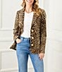 Color:Leopard - Image 3 - Leopard Print Stretch Corduroy Notch Collar Long Sleeve Button Front Jacket