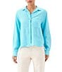 Karen Kane Linen Point Collar Long Sleeve Button-Front Shirt - Image 1