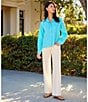 Karen Kane Linen Point Collar Long Sleeve Button-Front Shirt - Image 3