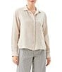 Karen Kane Linen Point Collar Long Sleeve Button Front Shirt - Image 1