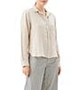 Karen Kane Linen Point Collar Long Sleeve Button Front Shirt - Image 3