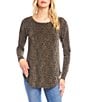 Karen Kane Long Sleeve Leopard Metallic Knit Shirttail Top, Color:Leopard - Image 1